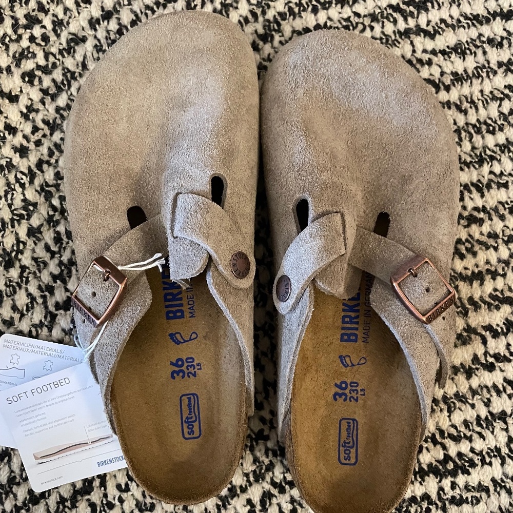 Birkenstock Boston Clog Taupe Suede - Size 36 (US 5 - 5.5) - Regular Width